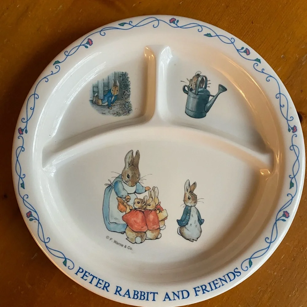 Vintage 3 pc Beatrix Potter Plate, Bowl, & Cup for Toddler / Baby, Petter Rabbit - Picture 2 of 11